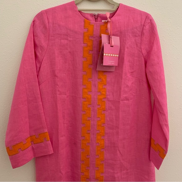 NWT Tuckernuck x Atlantic Pacific Hartman Dress Peony Pink Tangerine Small - Picture 2 of 14
